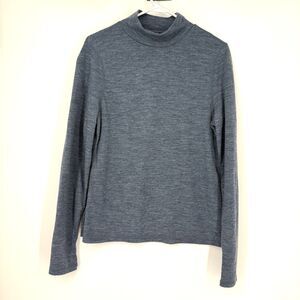 Wicked Wool Mock Neck Turtleneck Baselayer Ski Outdoor Top Blue Womens Size XL
